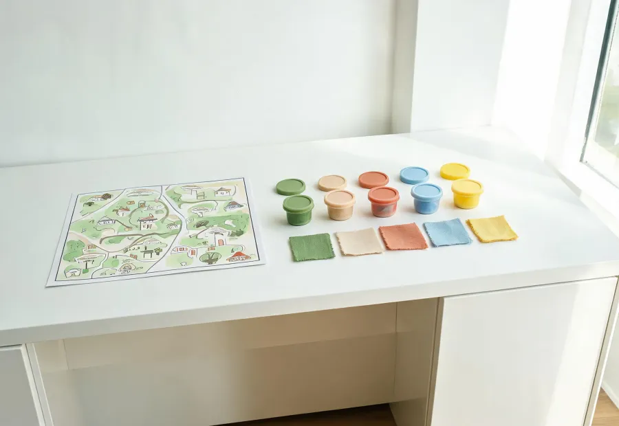 Minimal Play Doh contact desk map